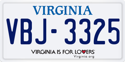 VA license plate VBJ3325