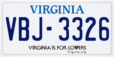 VA license plate VBJ3326