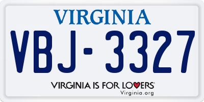VA license plate VBJ3327