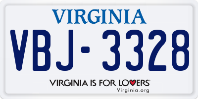 VA license plate VBJ3328