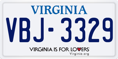 VA license plate VBJ3329