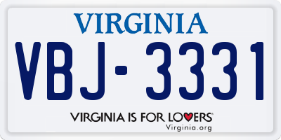 VA license plate VBJ3331