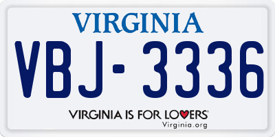 VA license plate VBJ3336