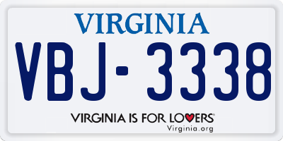VA license plate VBJ3338