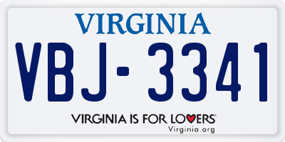 VA license plate VBJ3341