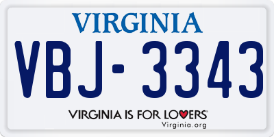 VA license plate VBJ3343