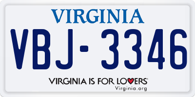 VA license plate VBJ3346