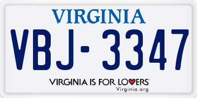 VA license plate VBJ3347