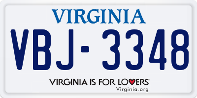 VA license plate VBJ3348