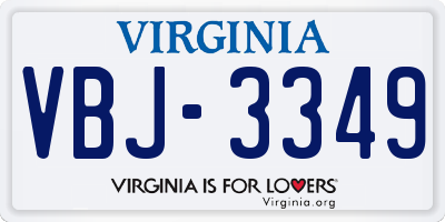VA license plate VBJ3349