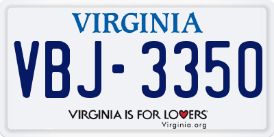 VA license plate VBJ3350