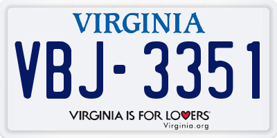 VA license plate VBJ3351