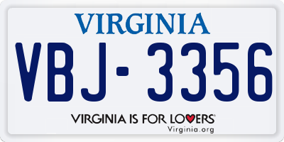 VA license plate VBJ3356