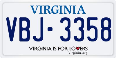 VA license plate VBJ3358
