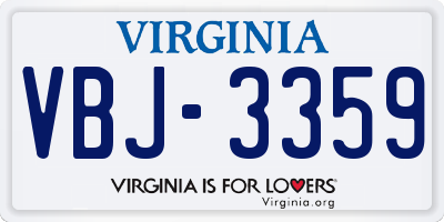 VA license plate VBJ3359