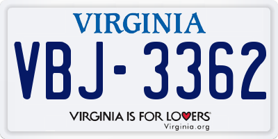 VA license plate VBJ3362