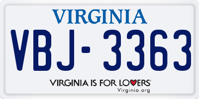 VA license plate VBJ3363