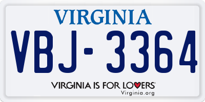VA license plate VBJ3364