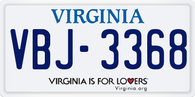 VA license plate VBJ3368