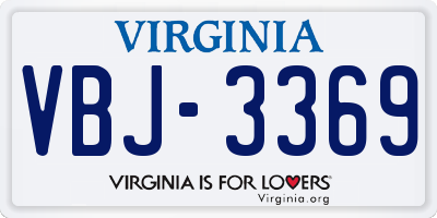 VA license plate VBJ3369
