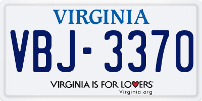 VA license plate VBJ3370