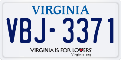 VA license plate VBJ3371