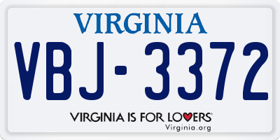 VA license plate VBJ3372
