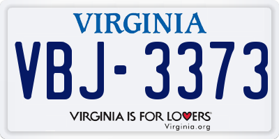VA license plate VBJ3373