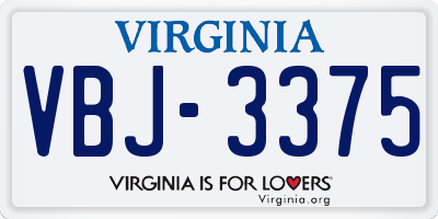 VA license plate VBJ3375
