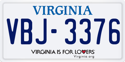 VA license plate VBJ3376