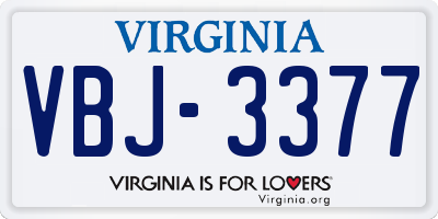 VA license plate VBJ3377