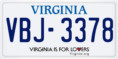 VA license plate VBJ3378