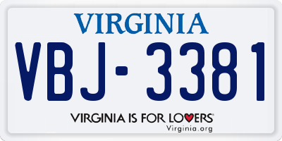 VA license plate VBJ3381