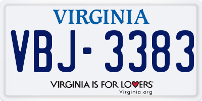 VA license plate VBJ3383