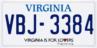 VA license plate VBJ3384