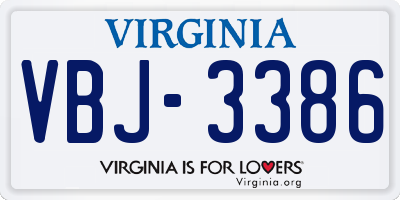 VA license plate VBJ3386