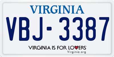 VA license plate VBJ3387