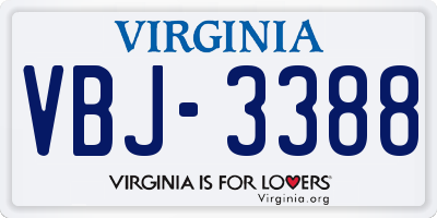 VA license plate VBJ3388