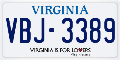 VA license plate VBJ3389