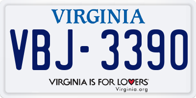 VA license plate VBJ3390
