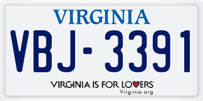 VA license plate VBJ3391