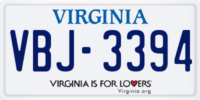 VA license plate VBJ3394