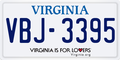 VA license plate VBJ3395