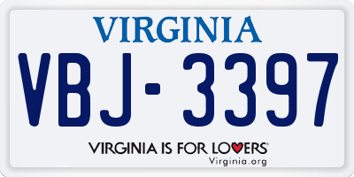 VA license plate VBJ3397