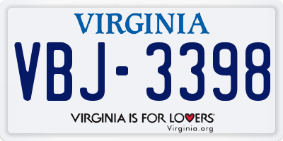 VA license plate VBJ3398