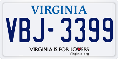 VA license plate VBJ3399
