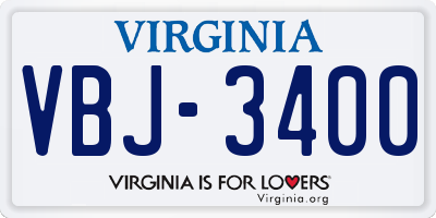 VA license plate VBJ3400