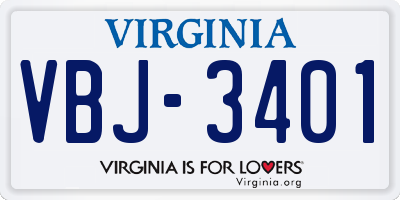 VA license plate VBJ3401