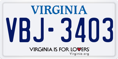 VA license plate VBJ3403