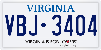 VA license plate VBJ3404
